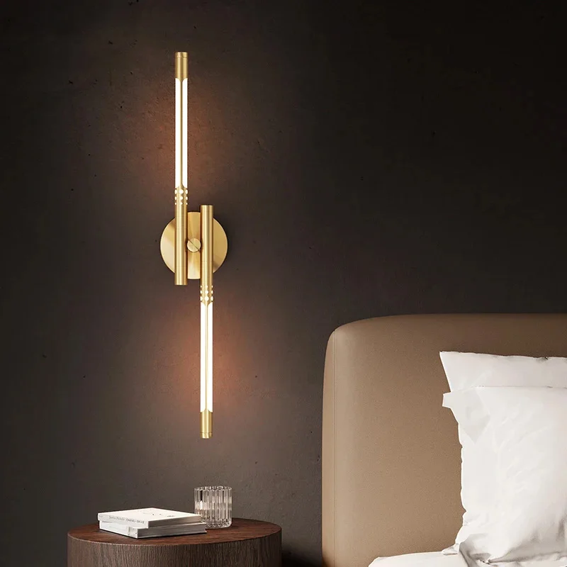 Модерен мед, с монтиран на стената лампа, led стенни аплици за спалня, нощни лампи, на Фона на дивана, Творчески домашни стенни лампи за помещения