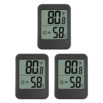 3шт Цифрово измерване на влажността на въздуха, стаен термометър с контрол на температурата и влажността.