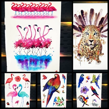 Цветни стикери с татуировки на индианците, Лъвове, Фламинго, Временна татуировка на ръката за момичета, Хелоуин, Фалшива флаш татуировка за краката за момчета, паста за краката