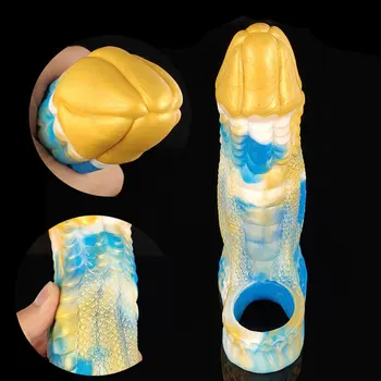 Голяма мека силиконова обвивка за член на 6,8 инча, удължител за пенис ръкав с драконьей текстура, средство за стимулация на вагината, секс-играчки за възрастни, удължител