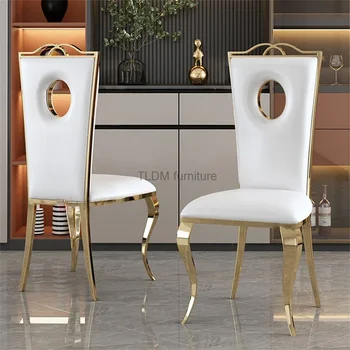 Трапезни столове от неръждаема стомана, модерна маса за хранене, столове, мебели за дома, маса за хранене, стол от скандинавски фланела, стол за ресторант с облегалка