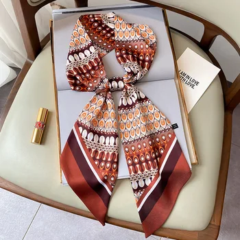 2022 Малки дълги саржевые копринени шийни шалове най-високо качество за жени, модерен маточната кърпичка с принтом, лента, дамски шалове вратовръзки