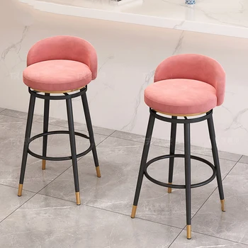 Метален въртящ се бар стол, Розово-часова рецепция, бар стол, Метален маса, кухненски бар стол, модерно обзавеждане за ресторант Cadeira Giratoria в скандинавски стил