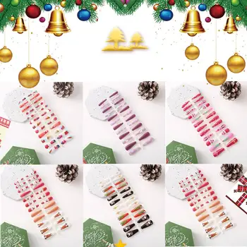 Коледни режийни ноктите-Дълги, Кръгли апликации върху ноктите Режийни розови нокти за Многократна употреба ноктите с кристали Режийни Коледа с Glitt G1T8