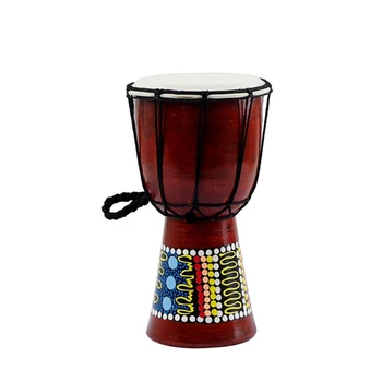 5-инчов Традиционен Африкански барабан Бонго Конго Джембе Класическа Дървена Цветна Рисувани Музикален инструмент от козя кожа изкуствена кожа