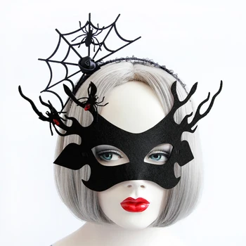 Черна фетровая плат, превръзка на главата с паяк на Хелоуин и маска С око Елен, Женски реквизиторское украса, Маскарадная маска