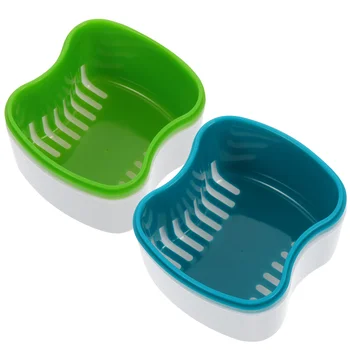 2 бр. Калъф за съхранение на заключващия механизъм на зъбни протези Пластмасови кутии с капак за Преносими Пътни контейнери