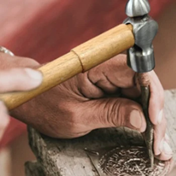 Чук за бижута с дървена дръжка За сребърни работи на майстор-бижутер, чук за бижута от кожа, инструмент за бижута