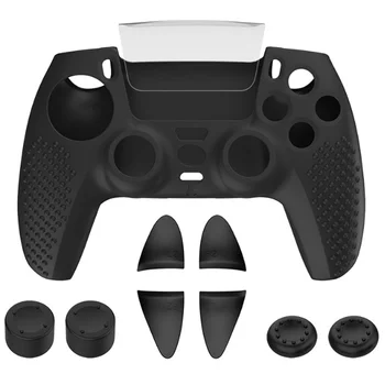 Комплект 10 в 1 Пълнители спусъка и ръкохватка за палеца контролер, защитен калъф, комплект аксесоари за контролер PS5 DualSense