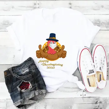 Тениски Happy Thanksgiving 2020, Ново Записване, 100% Памук, Цвят Тениска С Графичен Принтом За Деня На Благодарността, Директна Доставка