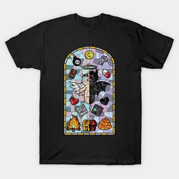 2021 Мъжки / Дамски Годишната Черна Градинска мода в стил Хип-хоп The Binding of Isaac, стъклена тениска с катедралата, Памучни Тениски, Блузи с къс ръкав