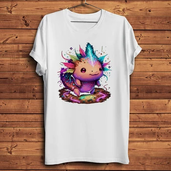 Забавна тениска Relax Mystical Axolotl Meditating, мъжки ежедневни тениска с къс ръкав, Унисекс, Новост, Градинска тениска с дышащим принтом