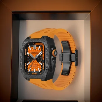 Комплект промяна от Въглеродни влакна за Apple Watch Ultra Refit Luxury Case + Фторопластовый Каишка за iWatch 49 мм