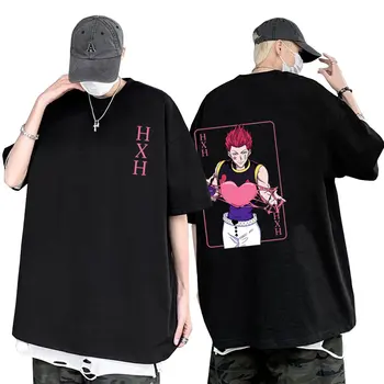 Японското Аниме Hunter X Hunter Hisoka Тениска С принтом За Мъже И Жени, Реколта Модна Тениска с къс Ръкав, Мъжки Ежедневни Ризи Оверсайз