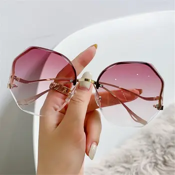 Без рамки UV400 Метални Извити Слънчеви очила с градиентными лещи Ocean Lens, слънчеви очила, Vintage слънчеви очила без рамки