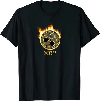 Тениска Ripple XRP с ново лого, криптовалюта, монета, огън, ретро реколта художествена тениска