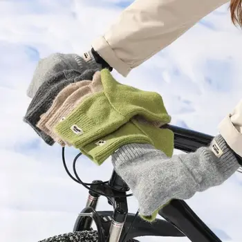 Crochet велосипедни ръкавици, цветни ръкавици за предпазване от студ, топли меки ръкавици за защита на ръцете, колоездене