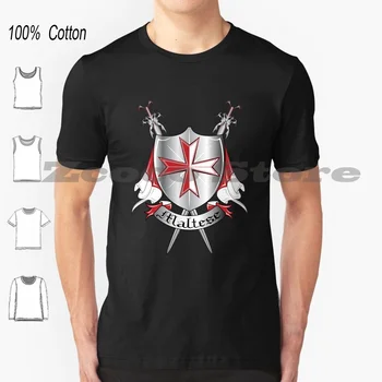 Малтийски 1 Тениска от 100% Памук, Удобен Благородна Малтийски Тениска с Малтийски Кръст, Малтийски Щит, Меч, Червено-Бяло Австралийският