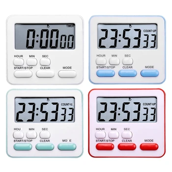 P82D Голям LCD дисплей, дигитален кухненски таймер, будилник с обратното броене, 24-часова Магнитен Часовник за спане, Часовници за Hosuehold