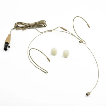 1 бр. Микрофон с калъф бежов цвят Стандартен конектор Mini XLR 4pin TA4F с двойно заушником за слушалки и Микрофон за слушалки за