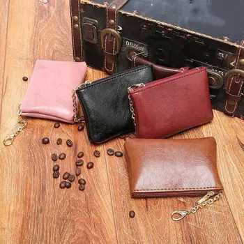 Корейски кратък портфейл от изкуствена кожа с цип, малък кожен портфейл, водоустойчив кесия за пари, държач за карти, чанта за червило, чанта