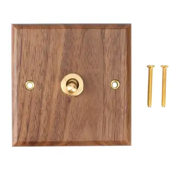 Контакт на ключа на светлината в американския индустриален дизайн в ретро стил, латунная плоча тумблера от масивно дърво, старинен ключ за домашна употреба (1)