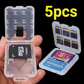 1-5ШТ Защитен притежателя 8 в 1 Пластмасов Прозрачен mini за карти с памет SD SDHC TF MS Калъф за съхранение на Скоростната Чанта
