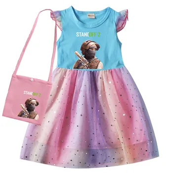 Облекло за слот игри Standoff 2, бебешка рокля с анимационни герои, ежедневни рокли с къс ръкав за малки момичета, детски рокли за Хелоуин