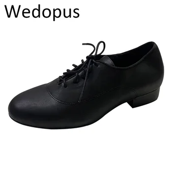 Обувки за латино танци Wedopus за салса и Бачаты на мъжки обувки, черни кожени обувки за танци балната зала