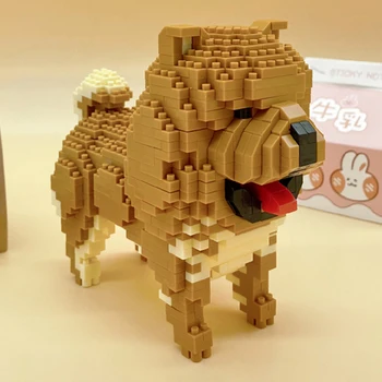3D модел на DIY Мини Диамантени блокове, тухли, строителство света на животните, поставка за кучета Чау-Чау, кукла-домашен любимец, играчки за деца