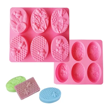 3D Силиконова форма за сапун във формата на Пчелни клетки, Направи си САМ, Квадратни, Овални, за да проверите за Мыловарения, Инструменти за украса шоколадова торта за ръчна работа, Инструменти за печене
