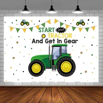 Стартирайте свой собствен трактор, фон за снимки, украса за парти по случай рожден ден, включване на заден план, банер на тема ферма за детската душа за момчета