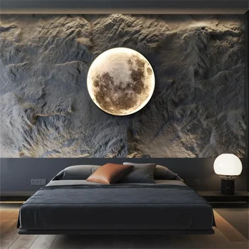 Модерен дизайн осветление в помещението, Кръгла Led монтиран на стената лампа Moon, декорация за дома, led лампа