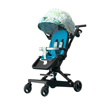 Детска количка, лека четырехколесная сгъваема количка за сядане с високо преглед, преносима двустранен детска количка