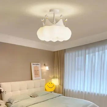 Окачен лампа за спални, led тавана лампа Creative Crown, лампа за детска стая, най-новата модерна декоративна лампа във формата на тиква в кремовом стил