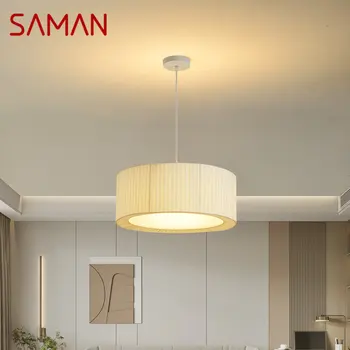 Окачен лампа SAMAN Nordic LED Съвременно творчество Проста Бяла Полилей Интериор Лампа за дома Трапезария Спалня