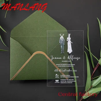 Обичай акрилни сватбени картички с Индивидуален дизайн регистрирани покани с плик