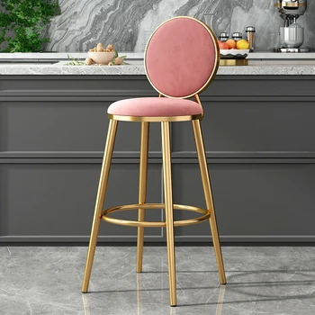 Розови бар столове Nordic Island Модерен дизайн на кафе стол за маникюр Taburete Alto Cadeira Sillas Furniture HD50BY