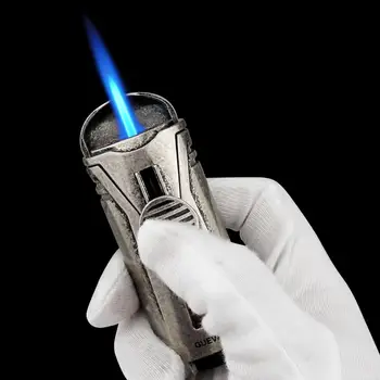 Метална ветрозащитная Мини-покет запалка за пури Guevara, Фенерче със син пламък, запалки за цигари с подарък кутия за сигарного удар