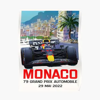 Monaco Gp 2022 Серхио Перес Украса плакат Художествена стая Картина Забавен Интериор Стенни рисувани с принтом Съвременен дом, без рамка
