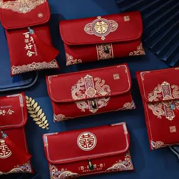 Индивидуален парчовый червен плик, джоб за пари, чанта за коледните благословии, Китайският пролетен фестивал