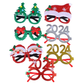 2024 Коледни Декоративни очила Подпори за фотосесия възрастни и деца, Елха, Снежен човек Лук Рамки за очила Коледни Аксесоари за коледната партита