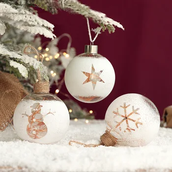Коледна топка Стъклен Декор за дома Окачен топка Вграден пейзаж Прозрачен 2023 Оформление подвесного декорация за Коледната елха
