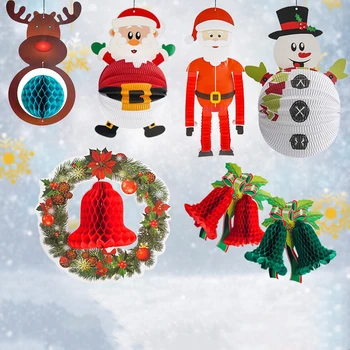 Коледна украса, Висящи висулки във формата на пчелни клетки, Коледна Камбанка, Дядо коледа, Снежен човек, направи си САМ, Окачен декор, Забавни Коледни Декорации за вкъщи