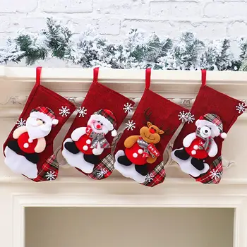Дядо Отглеждане Чорап Чанти За Бонбони Коледно Дърво Украса за Окачване с Ленена Подарък Пакет За Коледно Подвесная Празнична коледна Елха Коледа D G1B9