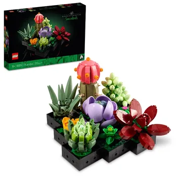 Комплект изкуствени растения LEGO Icons Succulents 10309 за възрастни и за подарък за нов дом