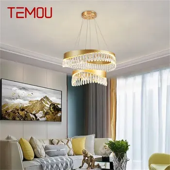 Окачен лампа TEMOU Chandelier Postmodern Gold, луксозен домашен led лампа за дневна-трапезария