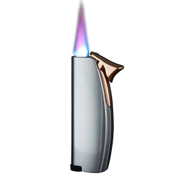 Надуваема запалка Розов Пламък, Ветрозащитная пура, Креативна запалка за пури, Ветрозащитная Бутановая Горивната запалка, Персонализирана Защита от падане