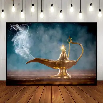 Лампа-духът на Аладин, Фоново украса За фотосесия, индивидуален фон за Рожден Ден, Магически детски душ в пустинята, фенер Smoke Studio