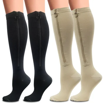 1 Чифт Компрессионных Чорапи С Мирис На мълния, Найлонови Чорапи За Теглене на Разширени Вени, Мъжки, Дамски Чорапи с Висока Цип